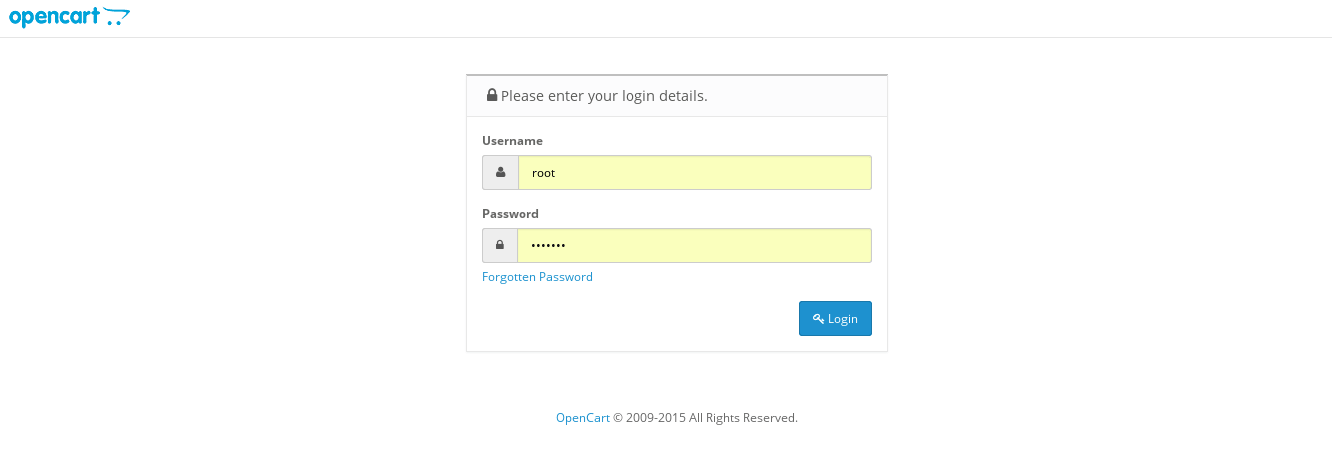 OpenCart Admin Login