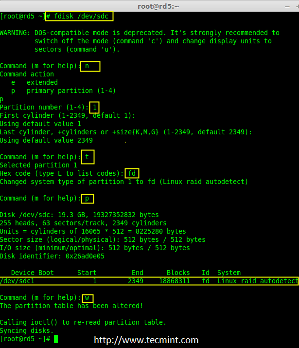 Create sdc Partition