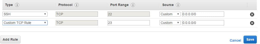 AWS add inbound rule