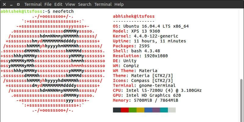 System information in Linux terminal