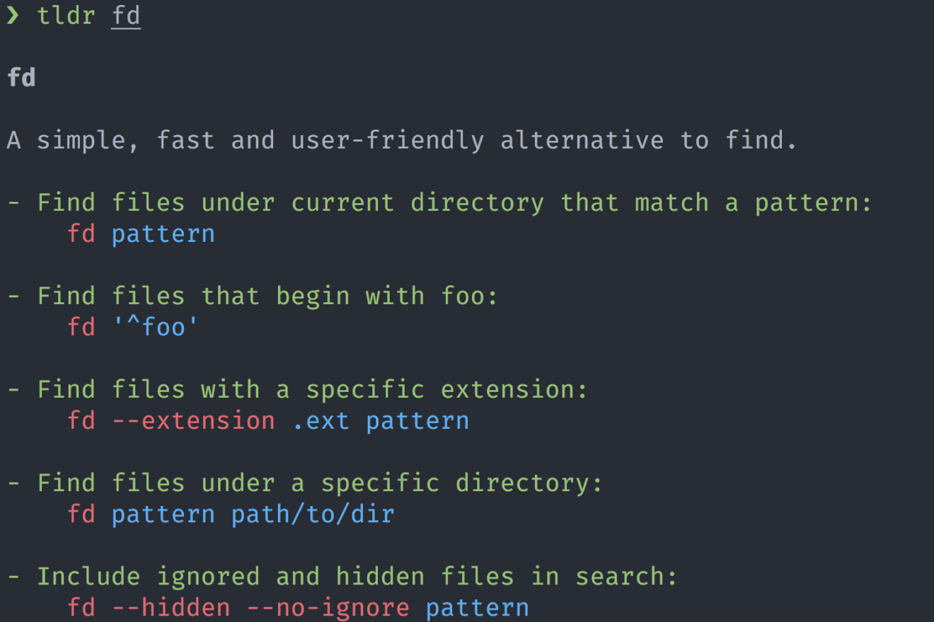 TLDR output for 'fd'