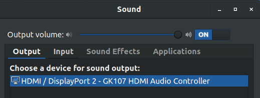 Sound settings screenshot
