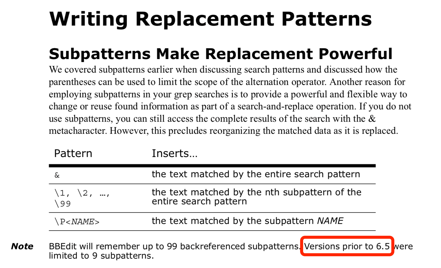 BBEdit regex manual excerpt