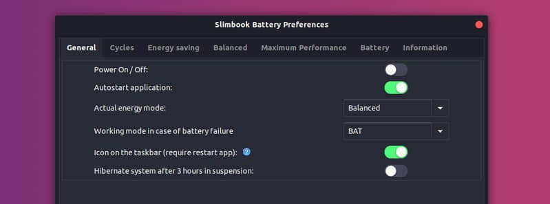 Slimbook Battery 通用设置