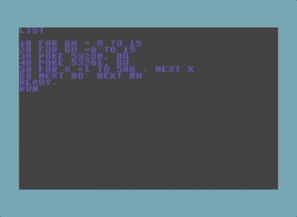 Commodore 64 更改背景颜色