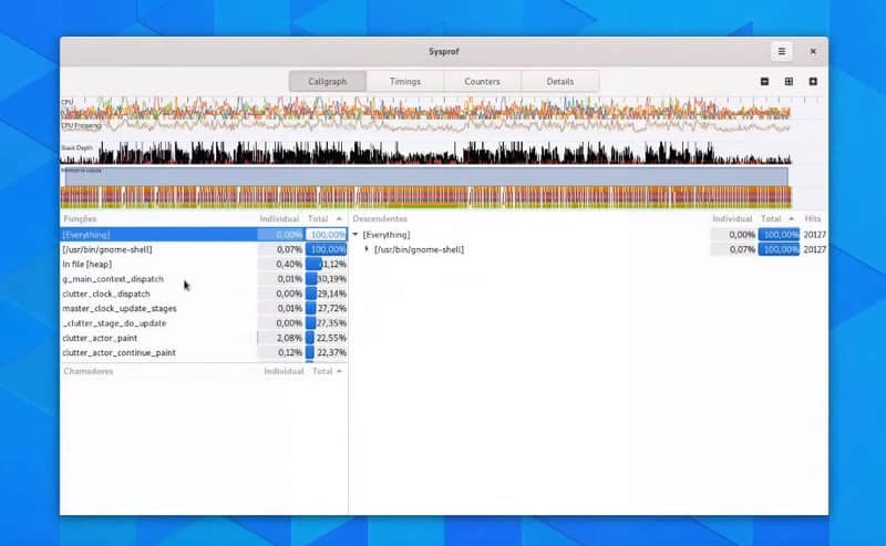 Improved Sysprof tool in GNOME 3.34