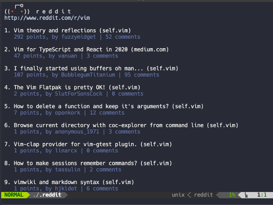 Reddit in Vim