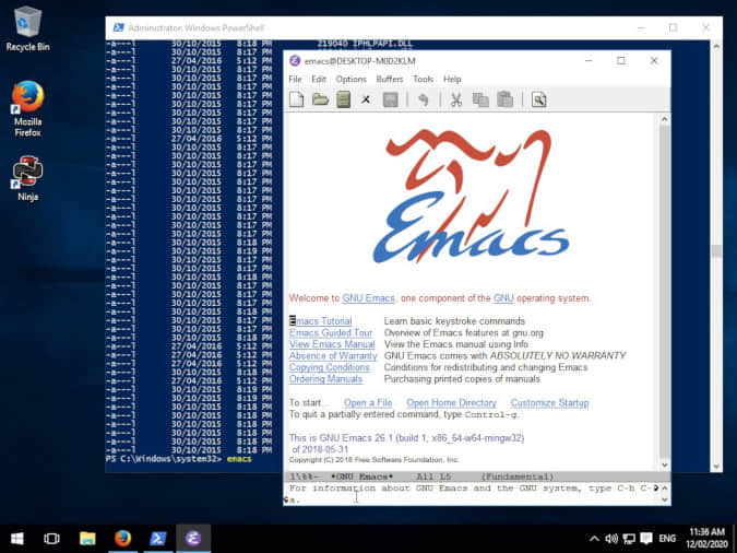 Emacs running on Windows