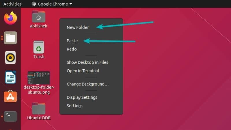 Right click menu can be used for copy-pasting files to desktop
