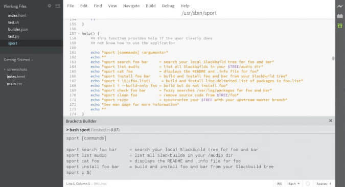 Brackets screenshot