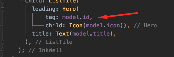 在 Hero 微件上添加 tag 属性为 model.id