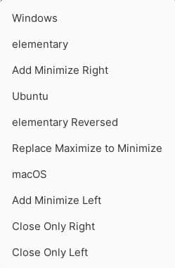 Other Options of Window buttons in elementary