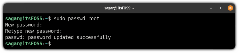 change the password of root account in ubuntu