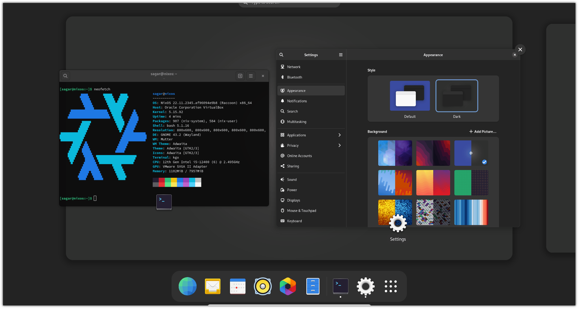 nix os screenshot with gnome