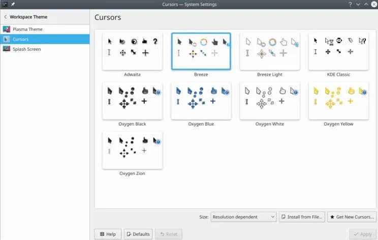 在 KDE Plasma 桌面设置光标主题