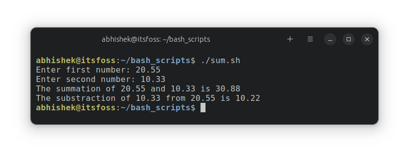 Floating points in bash script